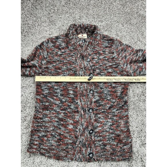 Woolrich‎ Bouclé Knit Sweater Jacket Women’s S Red Gray Button Front Marled Warm - Picture 4 of 8